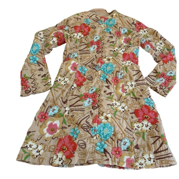 Johnny Was Floral Button-Front Embroidered Trench Coat Size Medium - Picture 5 of 11
